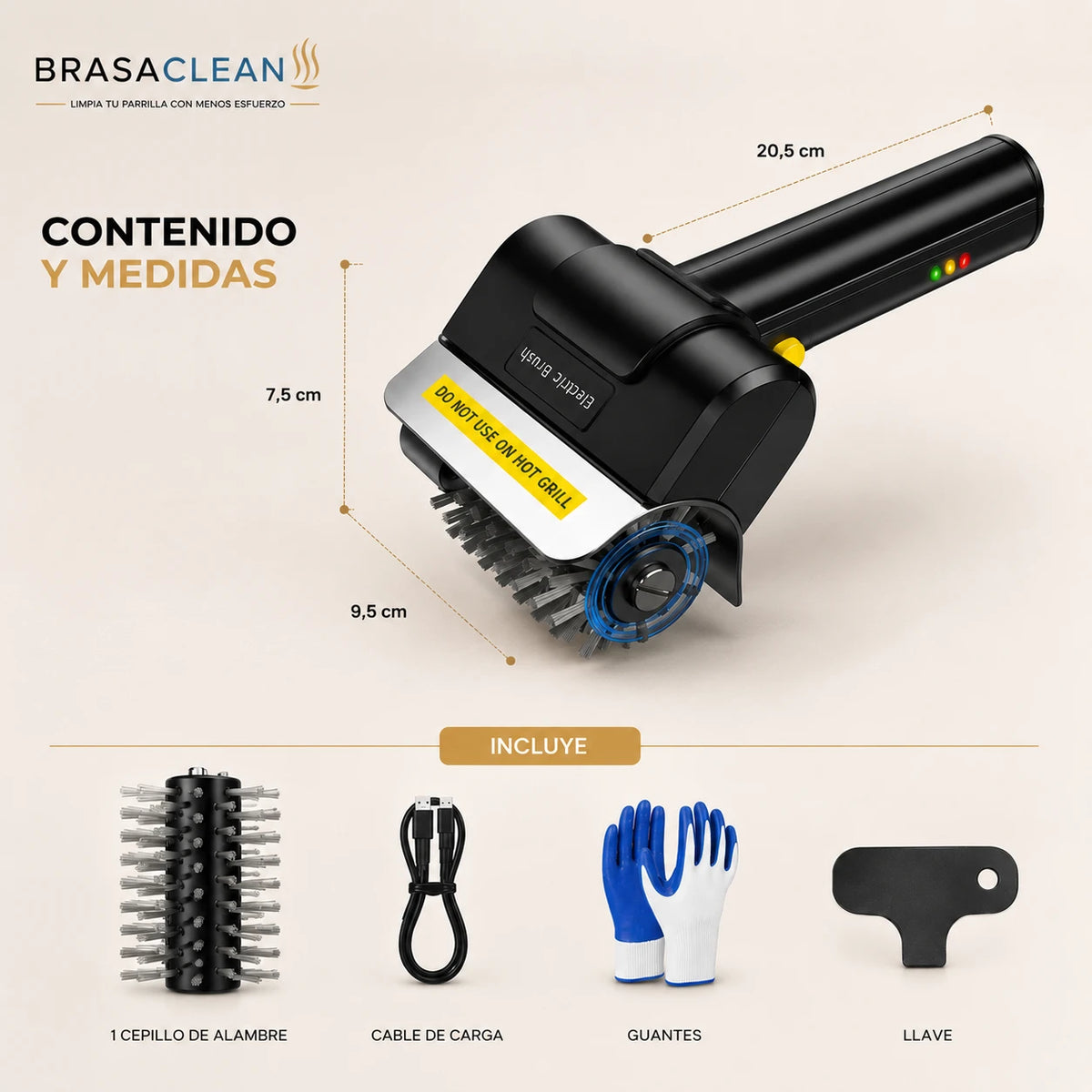 BrasaClean - Limpia tu parrilla con menos esfuerzo - Cepillo inalambrico
