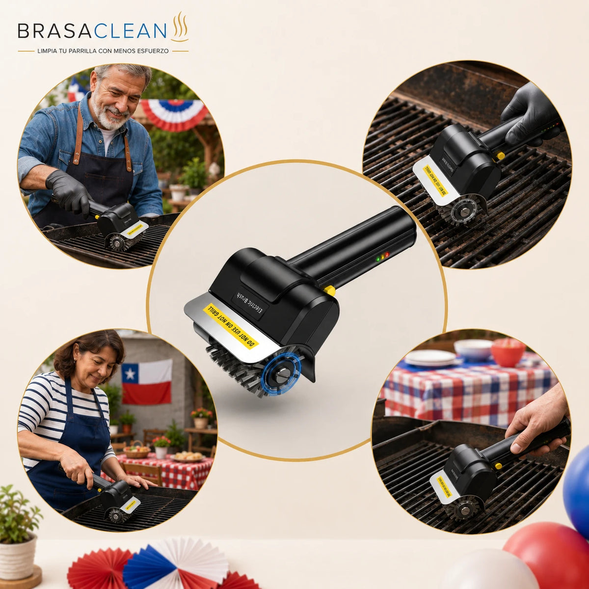 BrasaClean - Limpia tu parrilla con menos esfuerzo - Cepillo inalambrico
